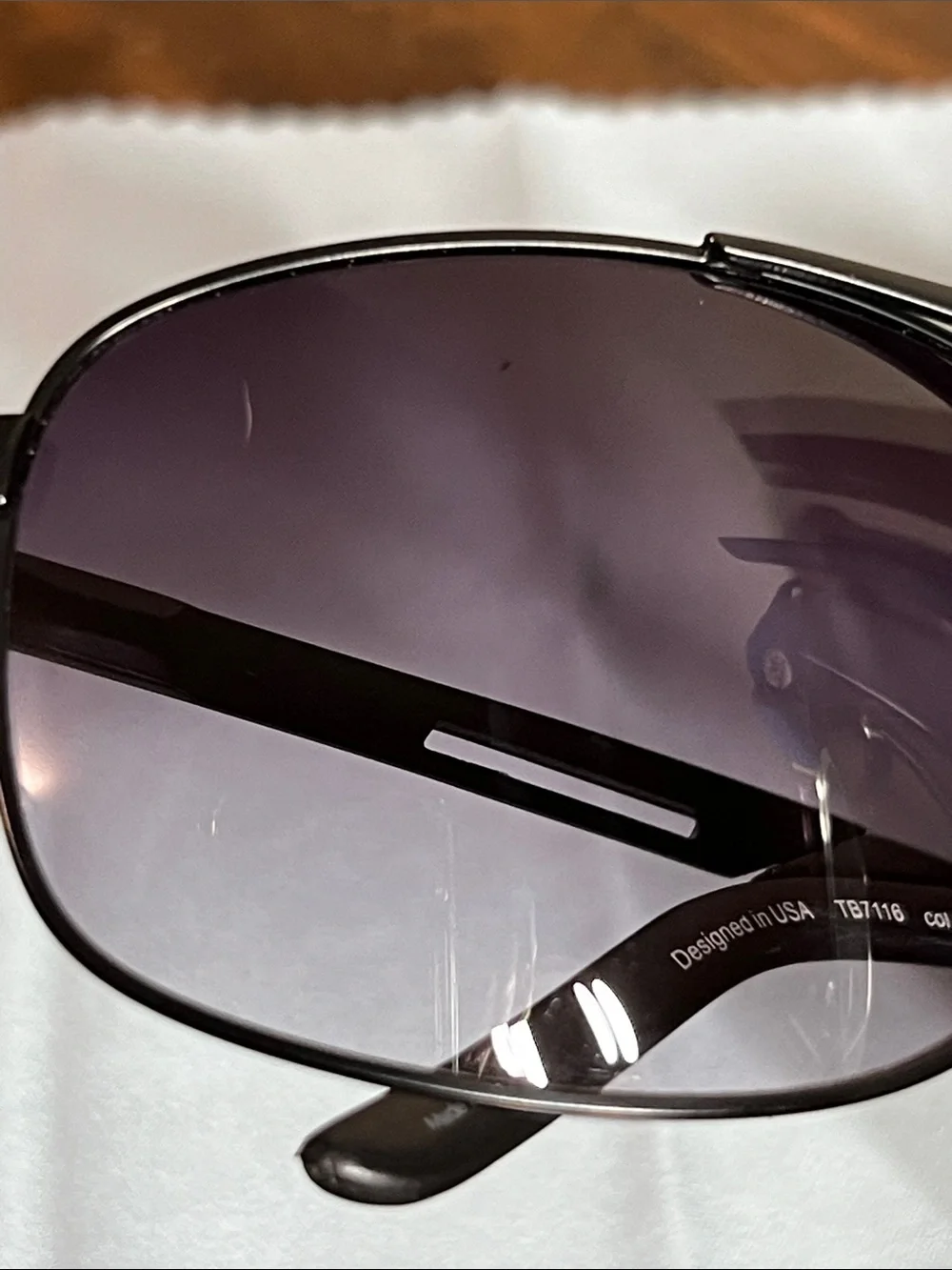 Timberland Black Frames with Dark Purple Lenses Aviator Sunglasses